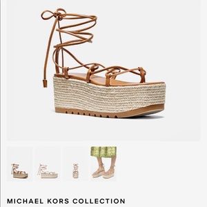 New MK Mabal Leather Platform Espadrille 38.5